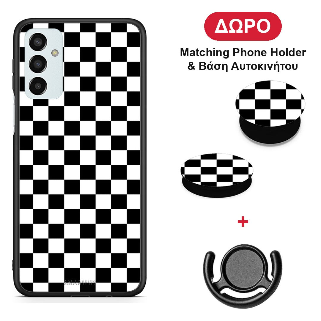 Geometric Squares - Samsung Galaxy M23 / F23 θήκη + Δώρο Phone Holder & Βάση Αυτοκινήτου