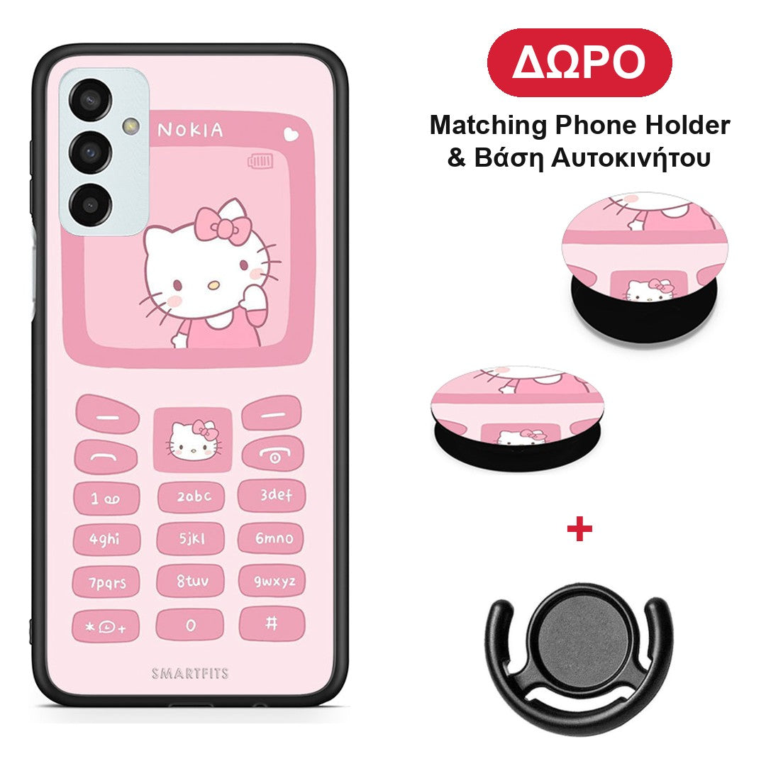 Hello Kitten - Samsung Galaxy M23 / F23 θήκη + Δώρο Phone Holder & Βάση Αυτοκινήτου