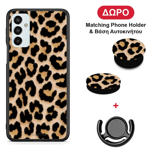 Leopard Print Tan Small - Samsung Galaxy M23 / F23 θήκη + Δώρο Phone Holder & Βάση Αυτοκινήτου
