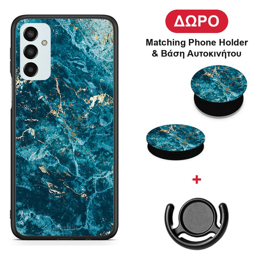 Marble Blue - Samsung Galaxy M23 / F23 θήκη + Δώρο Phone Holder & Βάση Αυτοκινήτου