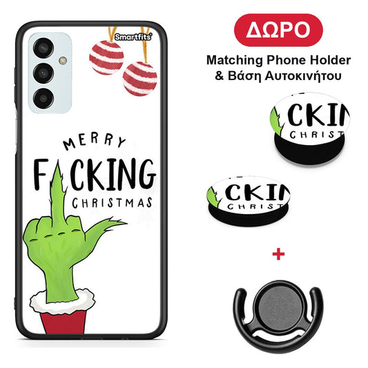 Merry F Xmas - Samsung Galaxy M23 / F23 θήκη + Δώρο Phone Holder & Βάση Αυτοκινήτου