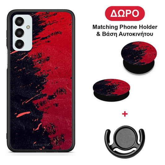 Red Paint - Samsung Galaxy M23 / F23 θήκη + Δώρο Phone Holder & Βάση Αυτοκινήτου