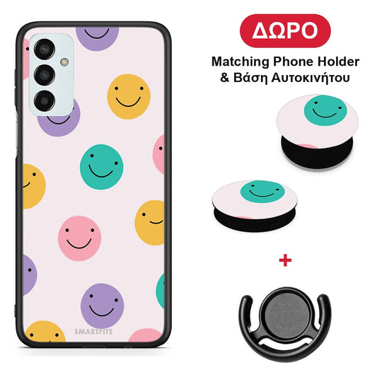 Smiley Faces - Samsung Galaxy M23 / F23 θήκη + Δώρο Phone Holder & Βάση Αυτοκινήτου