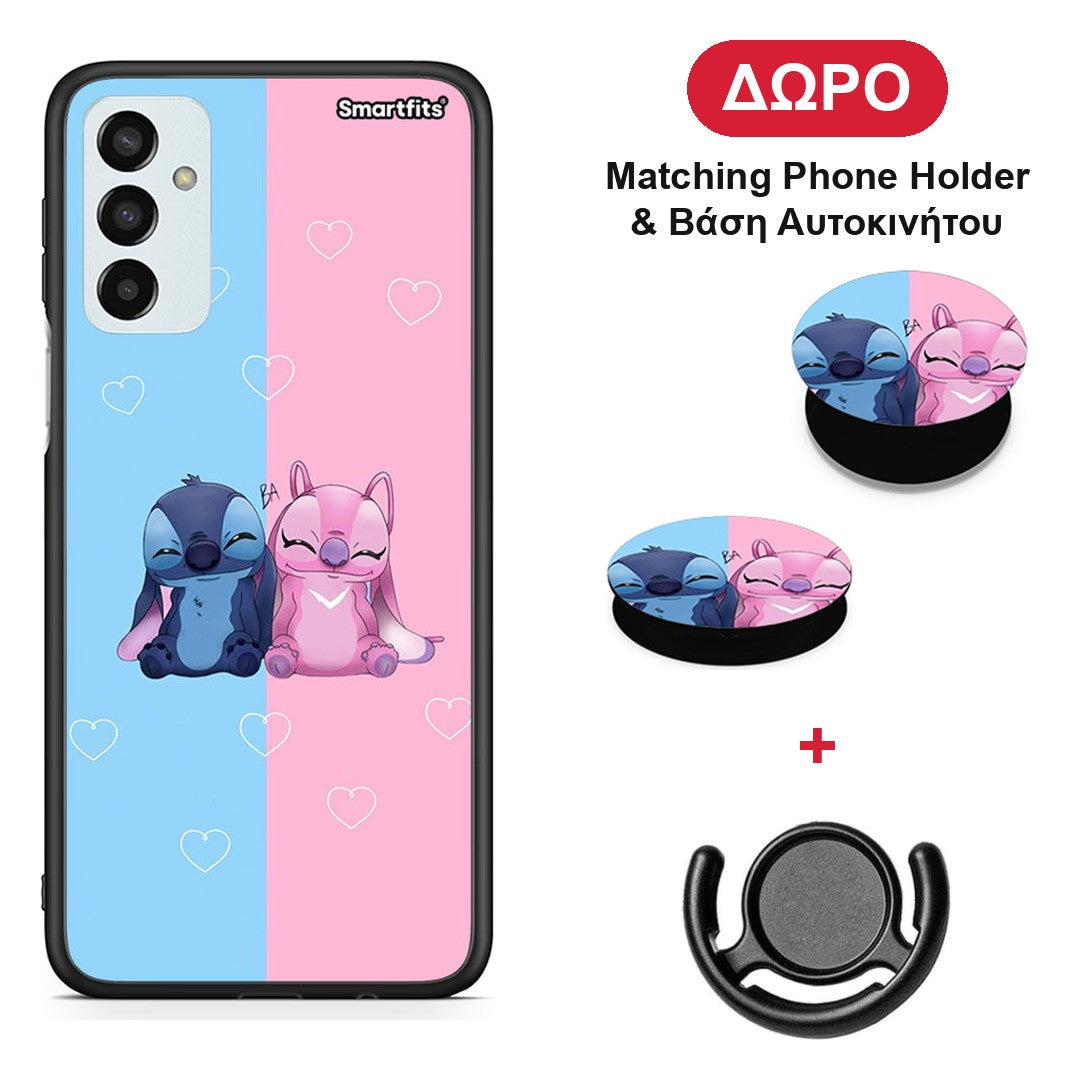 Stitch And Angel - Samsung Galaxy M23 / F23 θήκη + Δώρο Phone Holder & Βάση Αυτοκινήτου