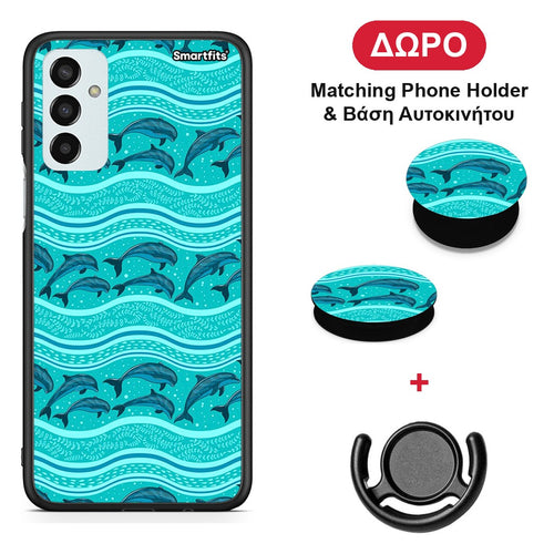 Swimming Dolphins - Samsung Galaxy M23 / F23 θήκη + Δώρο Phone Holder & Βάση Αυτοκινήτου