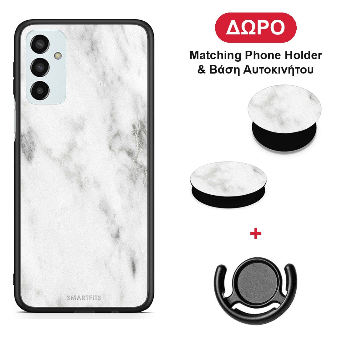 Marble White - Samsung Galaxy M23 / F23 θήκη + Δώρο Phone Holder & Βάση Αυτοκινήτου