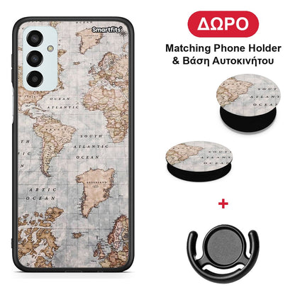 World Map - Samsung Galaxy M23 / F23 θήκη + Δώρο Phone Holder & Βάση Αυτοκινήτου