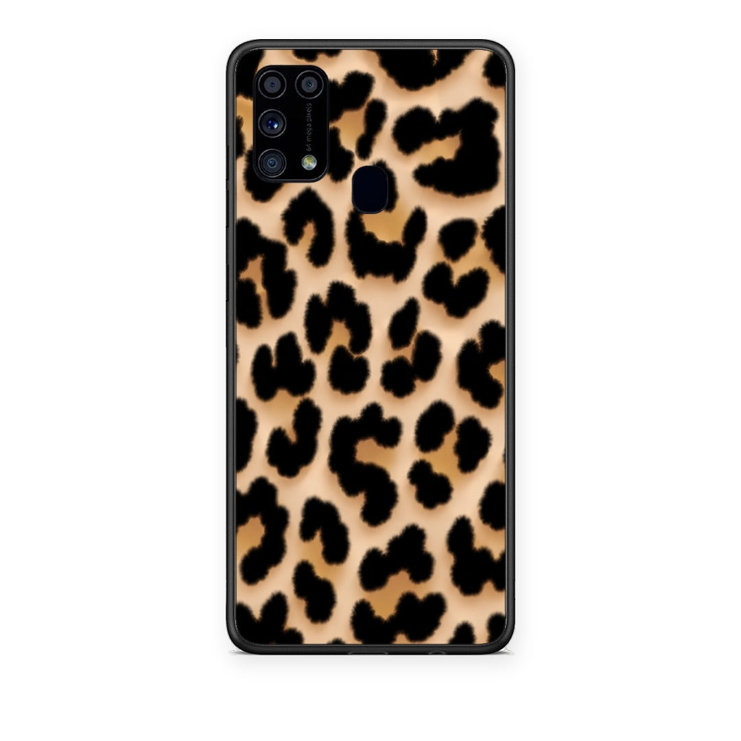 Θήκη Samsung Galaxy M31 Leopard Print Tan Large από τη Smartfits με σχέδιο στο πίσω μέρος και μαύρο περίβλημα | Samsung Galaxy M31 Leopard Print Tan Large case with colorful back and black bezels