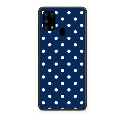 Θήκη Samsung Galaxy M31 White Small Polka Dots on Navy από τη Smartfits με σχέδιο στο πίσω μέρος και μαύρο περίβλημα | Samsung Galaxy M31 White Small Polka Dots on Navy case with colorful back and black bezels