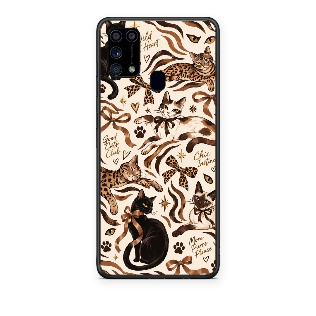 Θήκη Samsung Galaxy M31 Wild Cats and Animal Print Collage από τη Smartfits με σχέδιο στο πίσω μέρος και μαύρο περίβλημα | Samsung Galaxy M31 Wild Cats and Animal Print Collage case with colorful back and black bezels