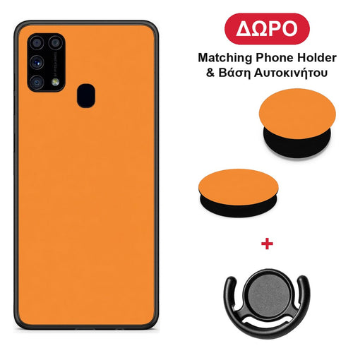 Tangerine Orange - Samsung Galaxy M31 θήκη + Δώρο Phone Holder & Βάση Αυτοκινήτου