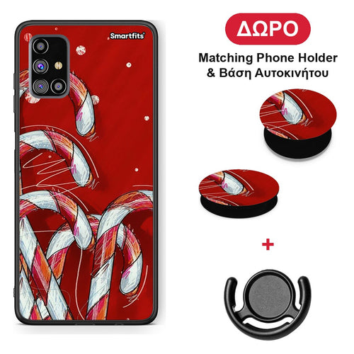 Candy Cane - Samsung Galaxy M31s θήκη + Δώρο Phone Holder & Βάση Αυτοκινήτου