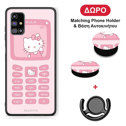 Hello Kitten - Samsung Galaxy M31s θήκη + Δώρο Phone Holder & Βάση Αυτοκινήτου