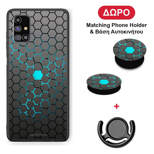 Geometric Hexagonal - Samsung Galaxy M31s θήκη + Δώρο Phone Holder & Βάση Αυτοκινήτου