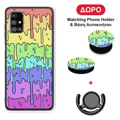 Melting Rainbow - Samsung Galaxy M31s θήκη + Δώρο Phone Holder & Βάση Αυτοκινήτου