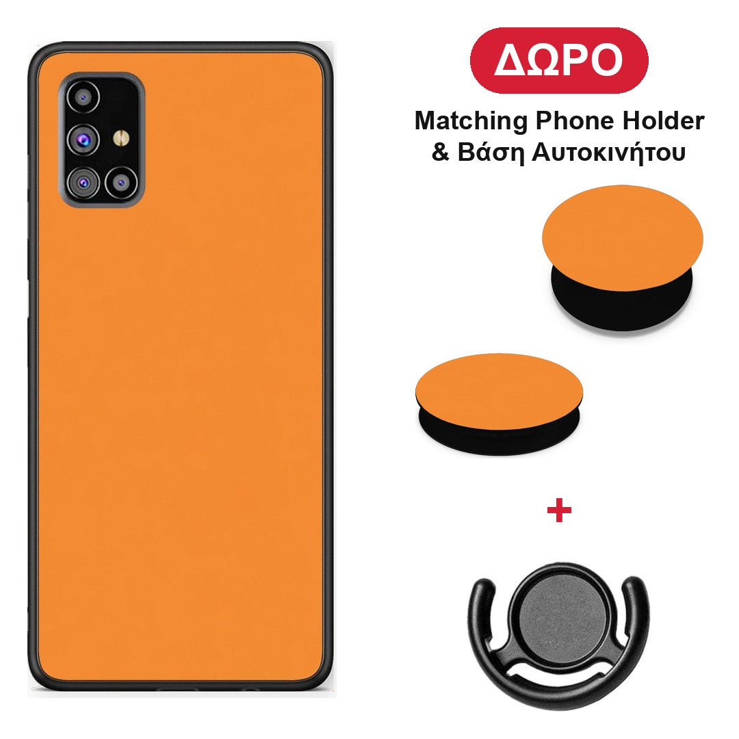 Tangerine Orange - Samsung Galaxy M31s θήκη + Δώρο Phone Holder & Βάση Αυτοκινήτου