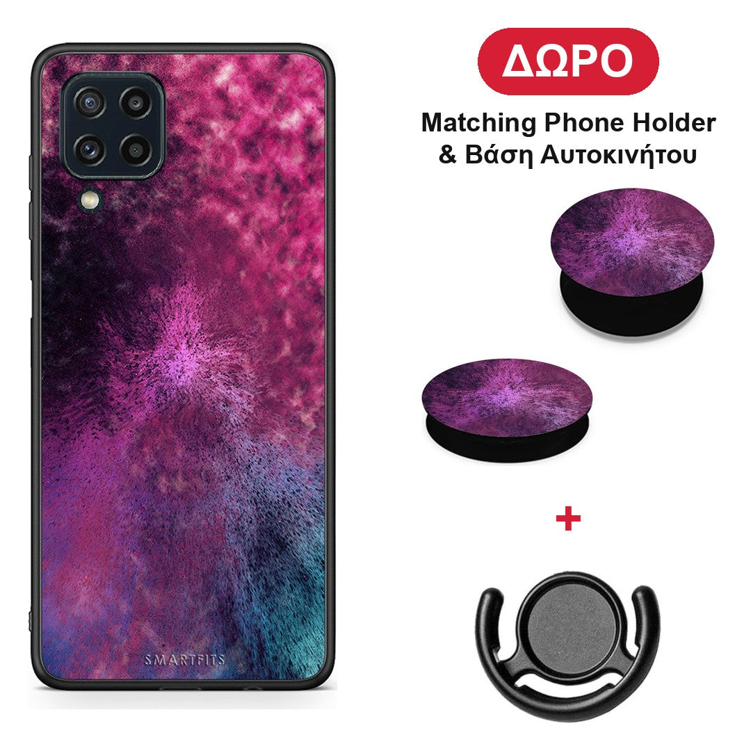 Galactic Aurora - Samsung Galaxy M32 4G / M22 θήκη + Δώρο Phone Holder & Βάση Αυτοκινήτου