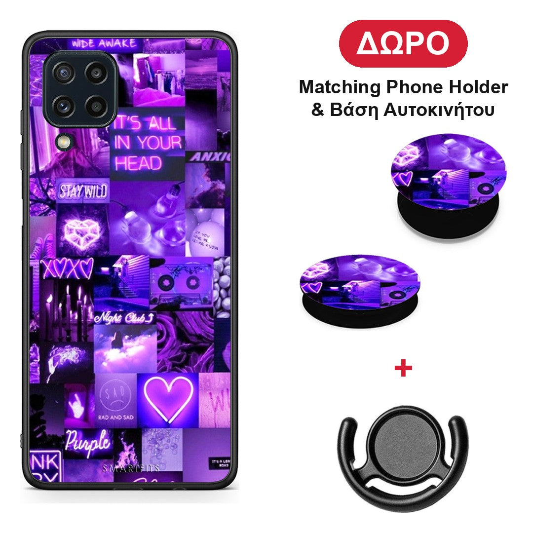 Collage Stay Wild - Samsung Galaxy M32 4G / M22 θήκη + Δώρο Phone Holder & Βάση Αυτοκινήτου