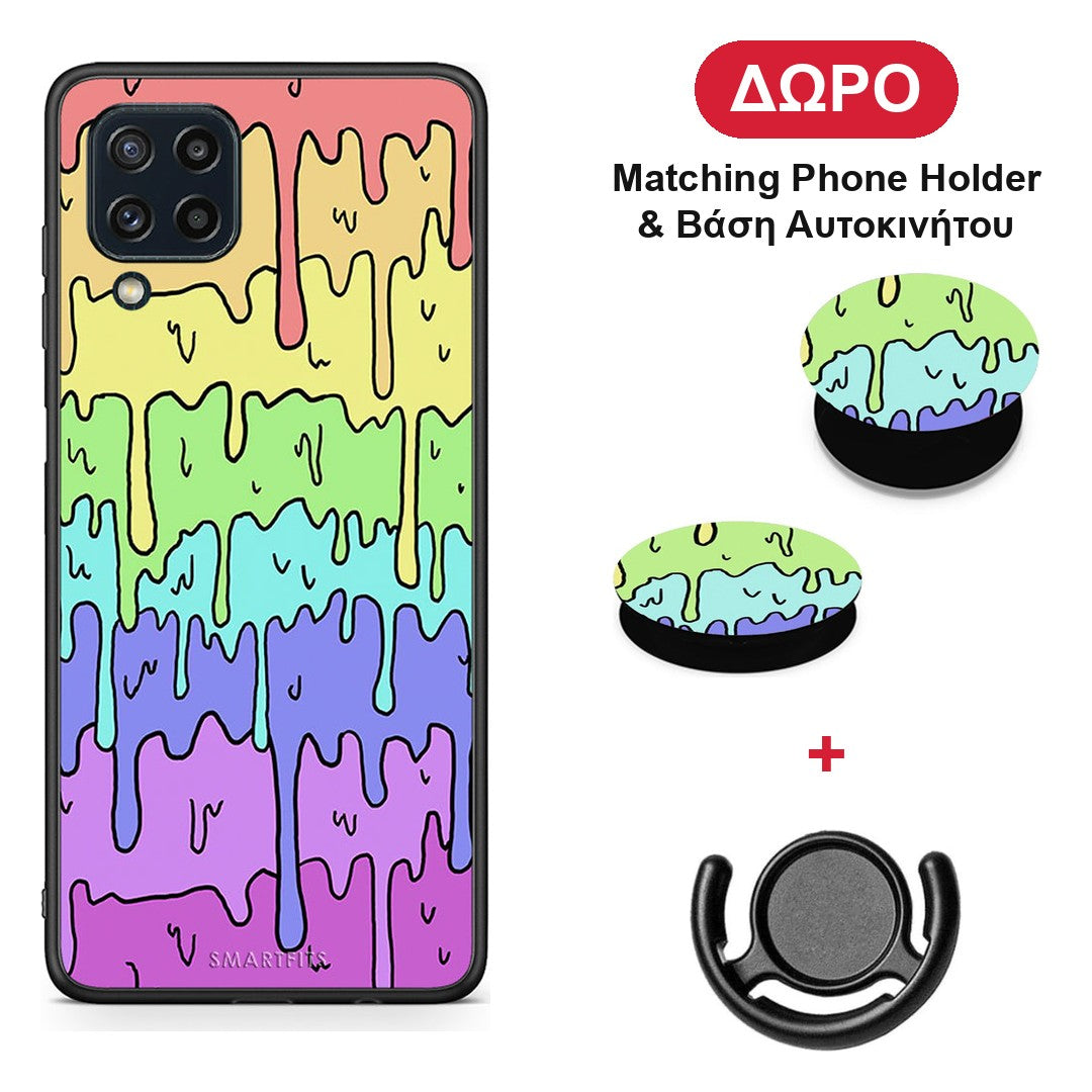 Melting Rainbow - Samsung Galaxy M32 4G / M22 θήκη + Δώρο Phone Holder & Βάση Αυτοκινήτου