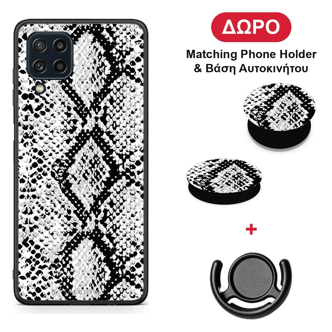 Animal White Snake - Samsung Galaxy M32 4G / M22 θήκη + Δώρο Phone Holder & Βάση Αυτοκινήτου