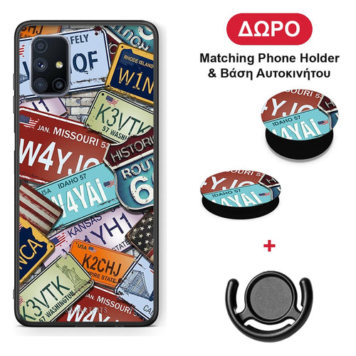Car Plates - Samsung Galaxy M51 θήκη + Δώρο Phone Holder & Βάση Αυτοκινήτου