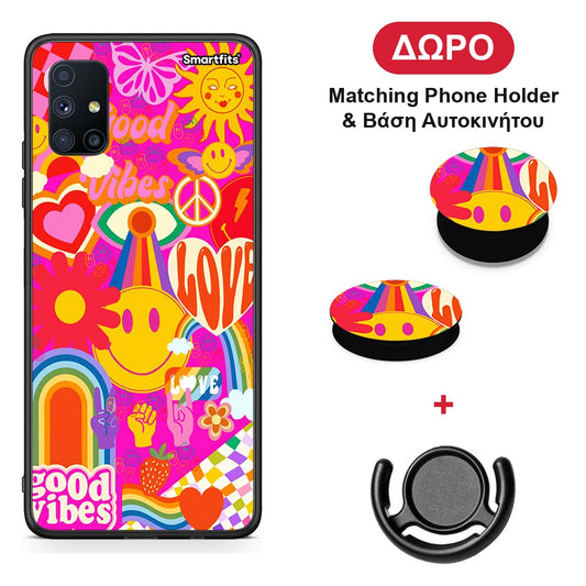 Hippie Love - Samsung Galaxy M51 θήκη + Δώρο Phone Holder & Βάση Αυτοκινήτου
