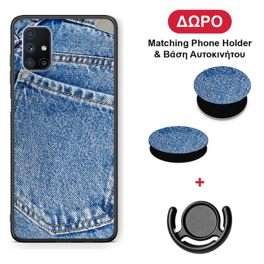 Jeans Pocket - Samsung Galaxy M51 θήκη + Δώρο Phone Holder & Βάση Αυτοκινήτου