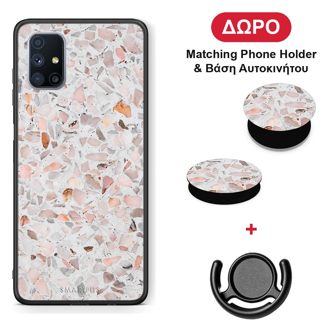 Marble Terrazzo - Samsung Galaxy M51 θήκη + Δώρο Phone Holder & Βάση Αυτοκινήτου