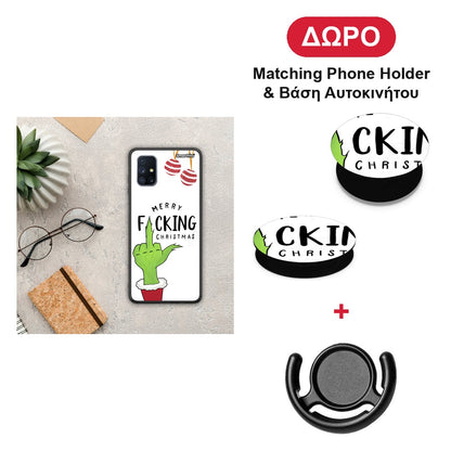 Merry F Xmas - Samsung Galaxy M51 θήκη + Δώρο Phone Holder & Βάση Αυτοκινήτου