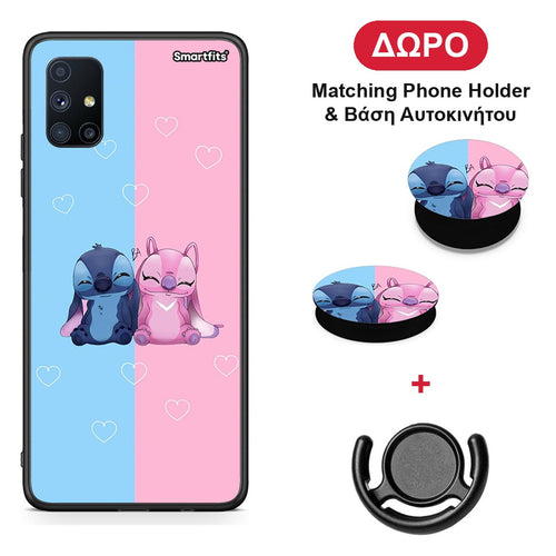 Stitch And Angel - Samsung Galaxy M51 θήκη + Δώρο Phone Holder & Βάση Αυτοκινήτου