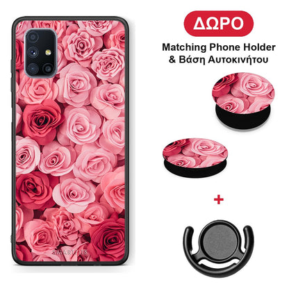 Valentine RoseGarden - Samsung Galaxy M51 θήκη + Δώρο Phone Holder & Βάση Αυτοκινήτου