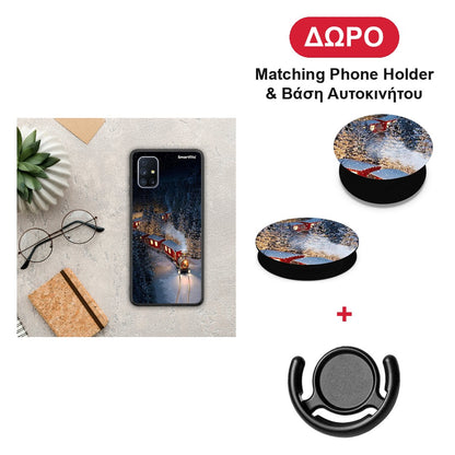 Xmas Train - Samsung Galaxy M51 θήκη + Δώρο Phone Holder & Βάση Αυτοκινήτου