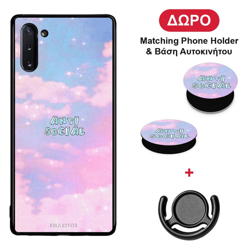 Anti Social - Samsung Galaxy Note 10 θήκη + Δώρο Phone Holder & Βάση Αυτοκινήτου