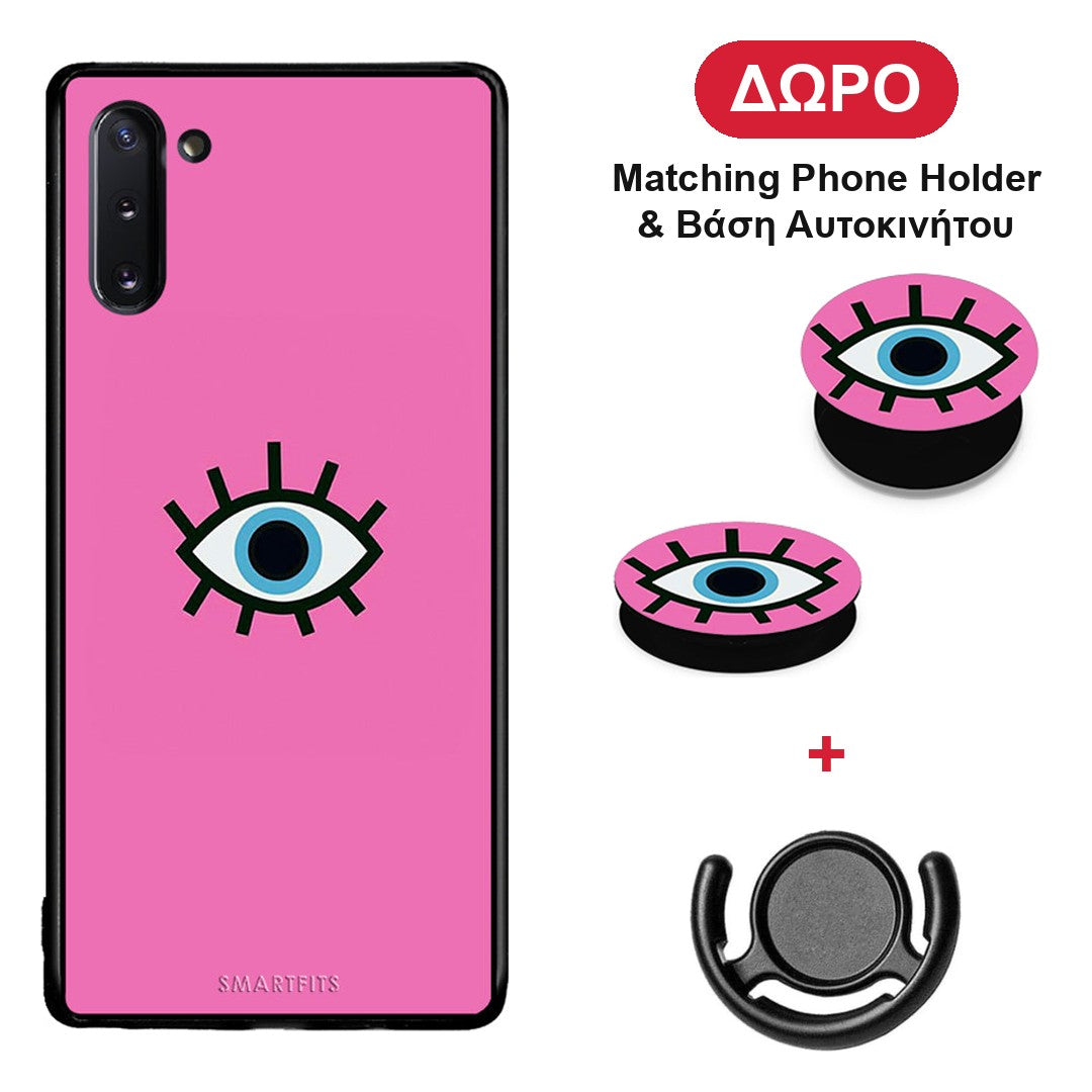 Blue Eye Pink - Samsung Galaxy Note 10 θήκη + Δώρο Phone Holder & Βάση Αυτοκινήτου