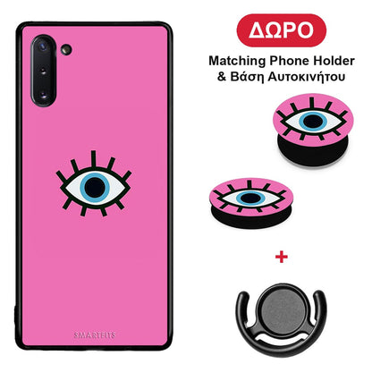 Blue Eye Pink - Samsung Galaxy Note 10 θήκη + Δώρο Phone Holder & Βάση Αυτοκινήτου