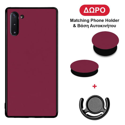 Burgundy - Samsung Galaxy Note 10 θήκη + Δώρο Phone Holder & Βάση Αυτοκινήτου