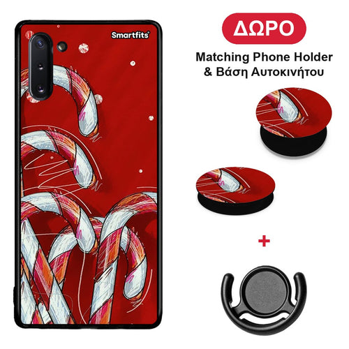 Candy Cane - Samsung Galaxy Note 10 θήκη + Δώρο Phone Holder & Βάση Αυτοκινήτου