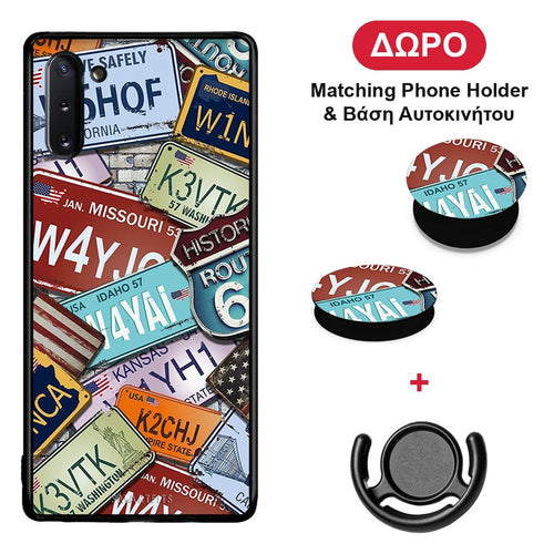 Car Plates - Samsung Galaxy Note 10 θήκη + Δώρο Phone Holder & Βάση Αυτοκινήτου