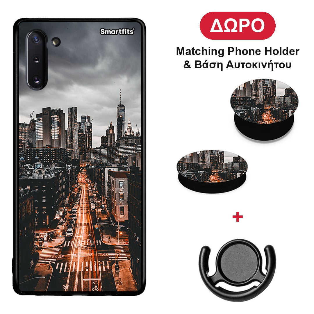 City Lights - Samsung Galaxy Note 10 θήκη + Δώρο Phone Holder & Βάση Αυτοκινήτου