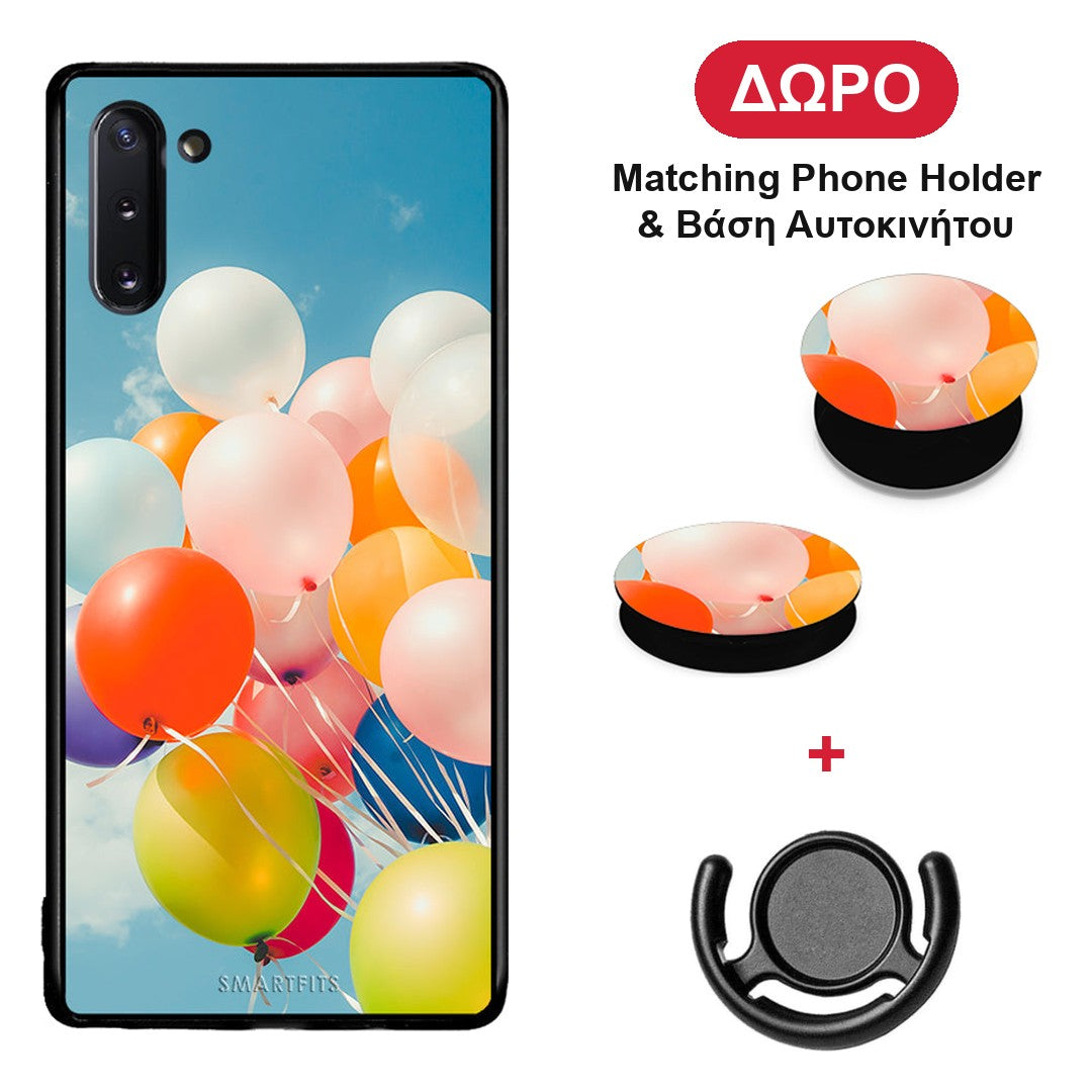 Colorful Balloons - Samsung Galaxy Note 10 θήκη + Δώρο Phone Holder & Βάση Αυτοκινήτου