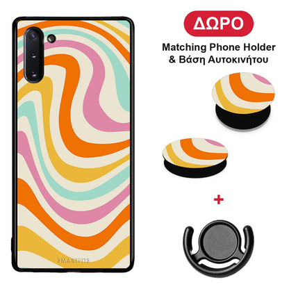 Colourful Waves - Samsung Galaxy Note 10 θήκη + Δώρο Phone Holder & Βάση Αυτοκινήτου