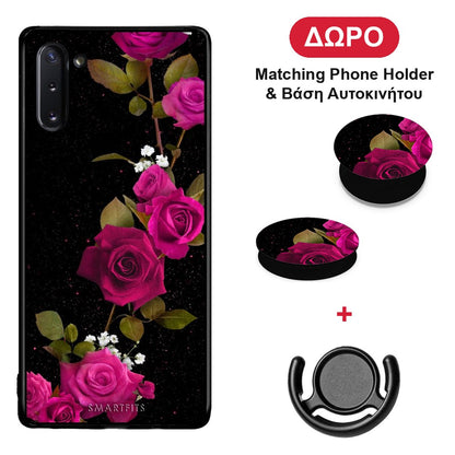 Flower Red Roses - Samsung Galaxy Note 10 θήκη + Δώρο Phone Holder & Βάση Αυτοκινήτου