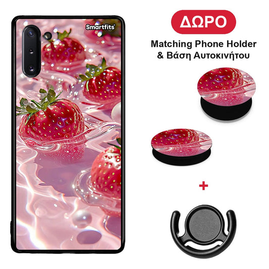 Juicy Strawberries - Samsung Galaxy Note 10 θήκη + Δώρο Phone Holder & Βάση Αυτοκινήτου