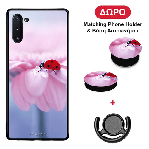 Ladybug Flower - Samsung Galaxy Note 10 θήκη + Δώρο Phone Holder & Βάση Αυτοκινήτου