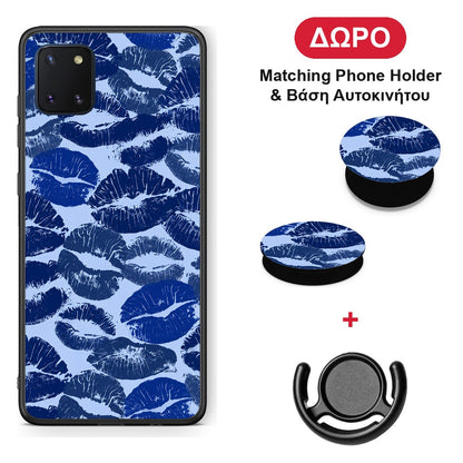Blue Lipstick Kisses - Samsung Galaxy Note 10 Lite θήκη + Δώρο Phone Holder & Βάση Αυτοκινήτου