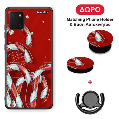 Candy Cane - Samsung Galaxy Note 10 Lite θήκη + Δώρο Phone Holder & Βάση Αυτοκινήτου