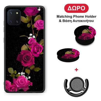 Flower Red Roses - Samsung Galaxy Note 10 Lite θήκη + Δώρο Phone Holder & Βάση Αυτοκινήτου