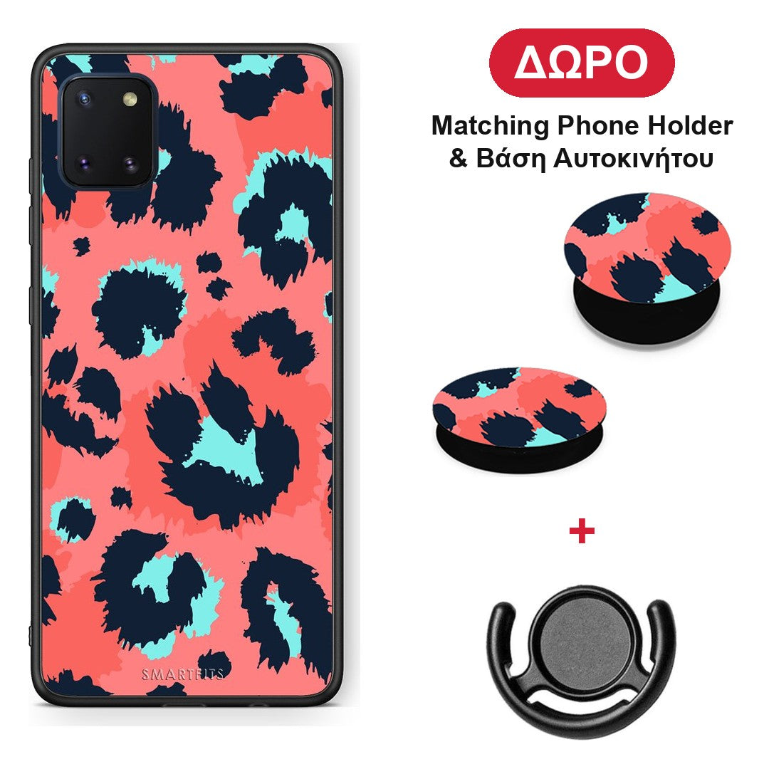 Animal Pink Leopard - Samsung Galaxy Note 10 Lite θήκη + Δώρο Phone Holder & Βάση Αυτοκινήτου