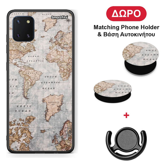 World Map - Samsung Galaxy Note 10 Lite θήκη + Δώρο Phone Holder & Βάση Αυτοκινήτου