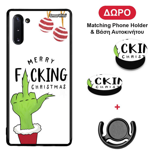 Merry F Xmas - Samsung Galaxy Note 10 θήκη + Δώρο Phone Holder & Βάση Αυτοκινήτου